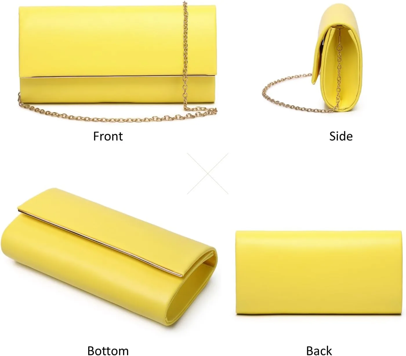 Women Evening Bag Vegan Leather Clutch Purse Shoulder Crossbody Envelope Bag for Party Wedding Prom Bridal
