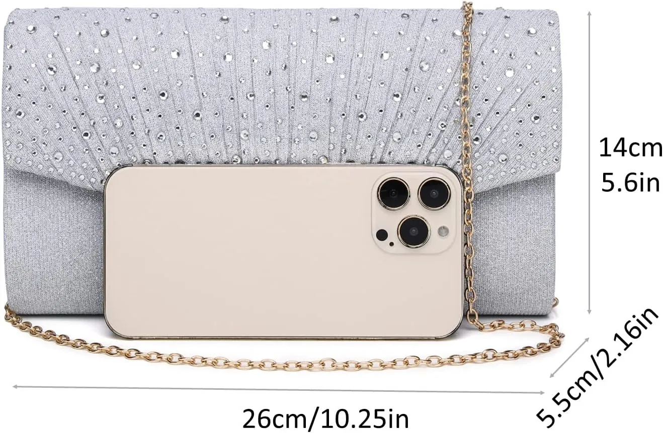Women Evening Bags Glitter Sequins Clutch Purses for Women Shiny Envelope Handbag Formal Wedding Party Prom Purse