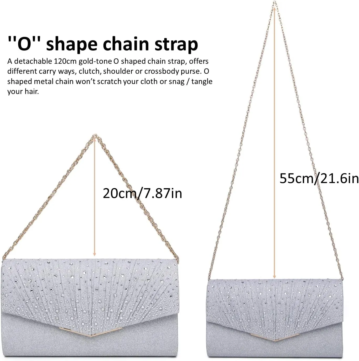 Women Evening Bags Glitter Sequins Clutch Purses for Women Shiny Envelope Handbag Formal Wedding Party Prom Purse
