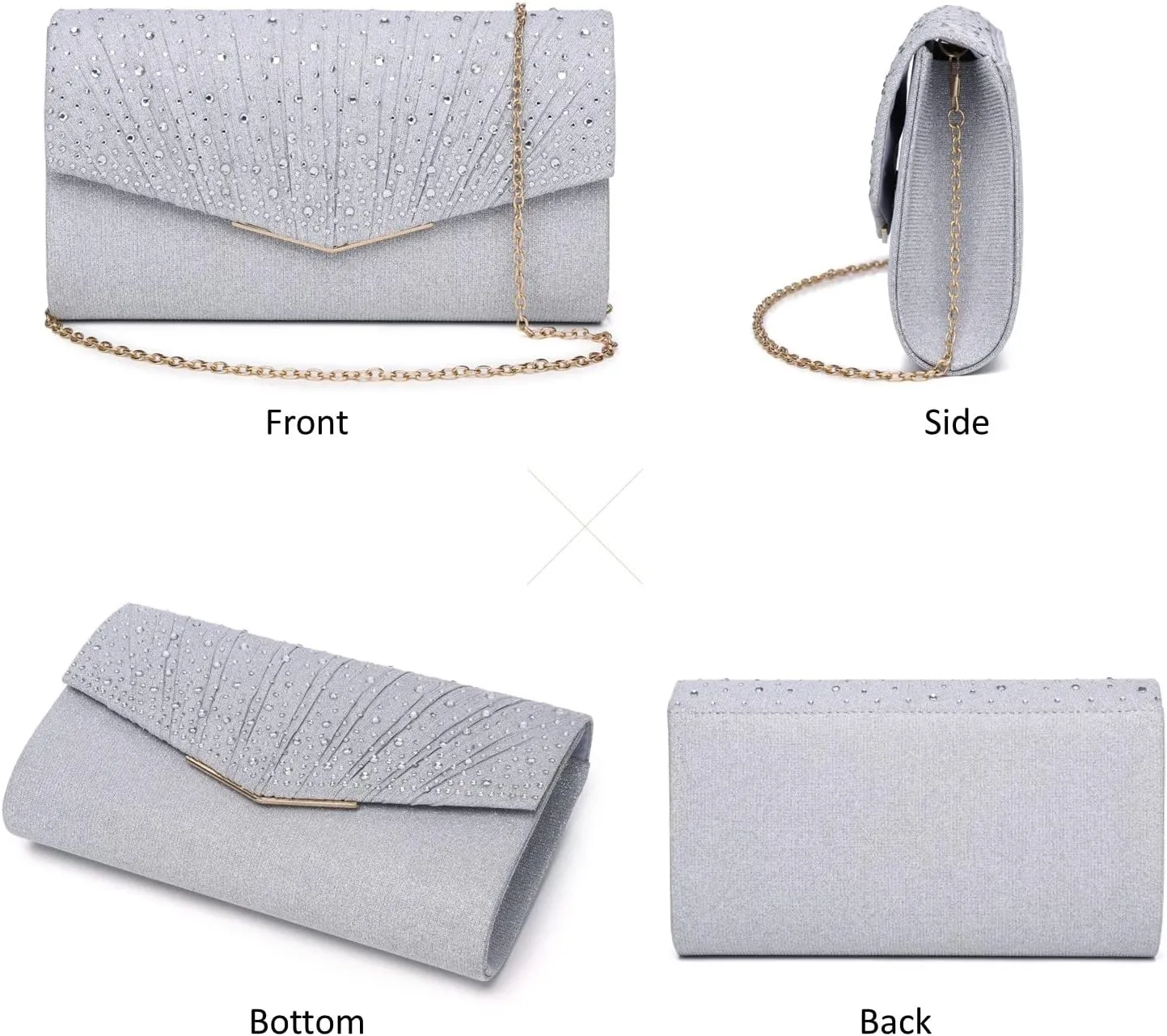 Women Evening Bags Glitter Sequins Clutch Purses for Women Shiny Envelope Handbag Formal Wedding Party Prom Purse