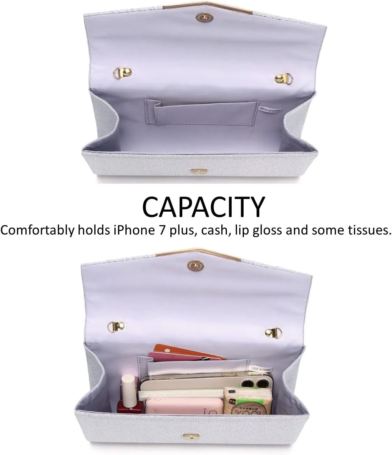 Women Evening Bags Glitter Sequins Clutch Purses for Women Shiny Envelope Handbag Formal Wedding Party Prom Purse