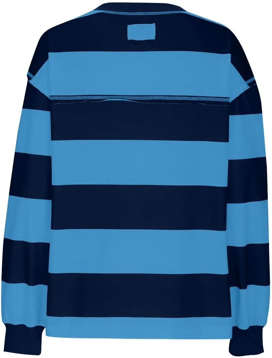 Women Fall Clothes 2024 Dressy Striped Color Block Long Sleeve Oversized Sweatshirt Casual Pullover Y2K Shirt Top