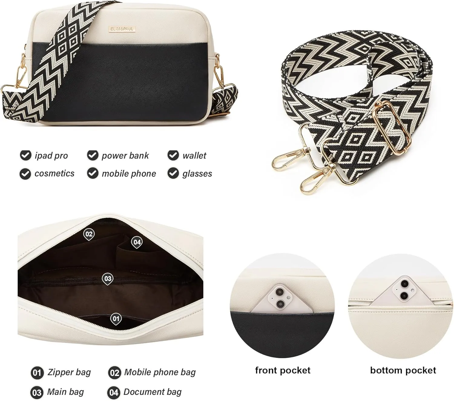 Women Fashion Synthetic Leather Handbags Tote Bag Shoulder Bag Top Handle Satchel Purse Set 4pcs