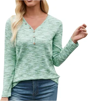 Women Long Sleeve Trendy 2025 Tunic Tops Blouse V Neck Lightweight Shirt Casual Comfortable Blouses