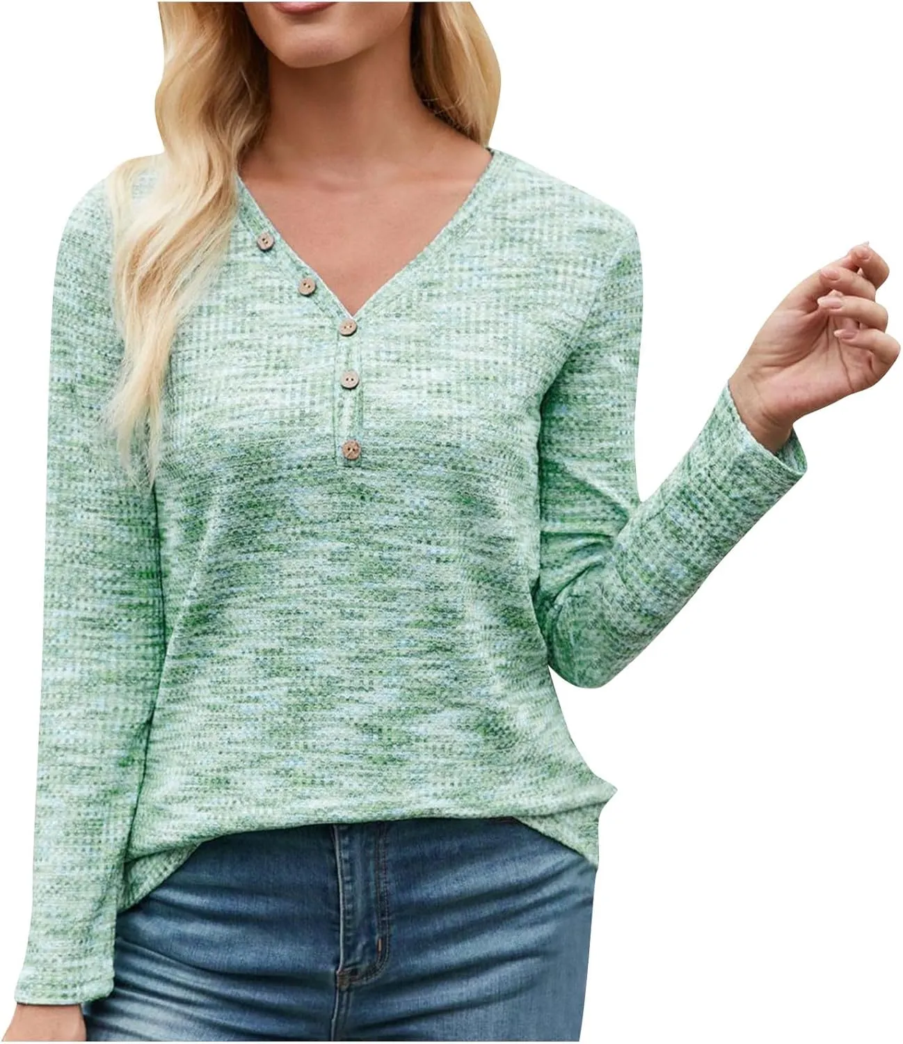 Women Long Sleeve Trendy 2025 Tunic Tops Blouse V Neck Lightweight Shirt Casual Comfortable Blouses