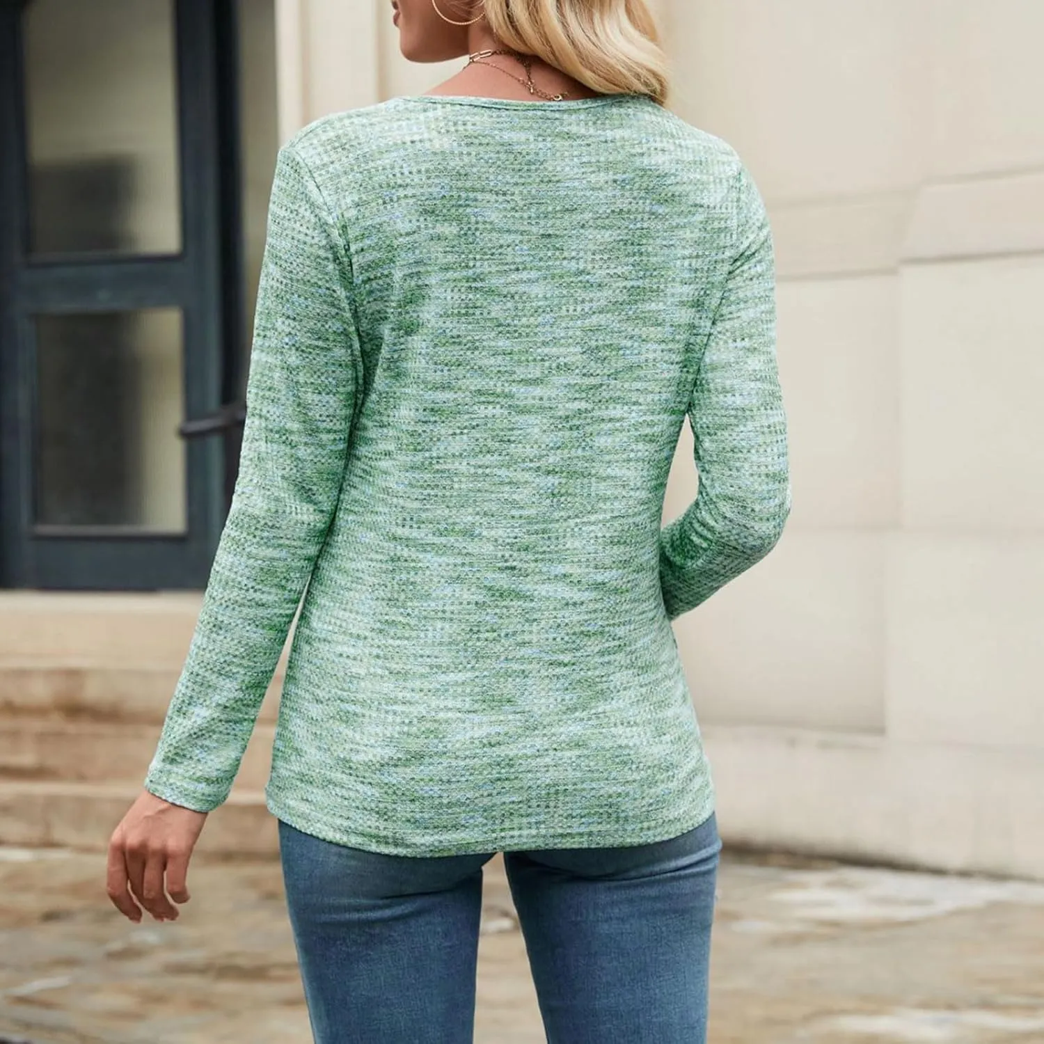 Women Long Sleeve Trendy 2025 Tunic Tops Blouse V Neck Lightweight Shirt Casual Comfortable Blouses