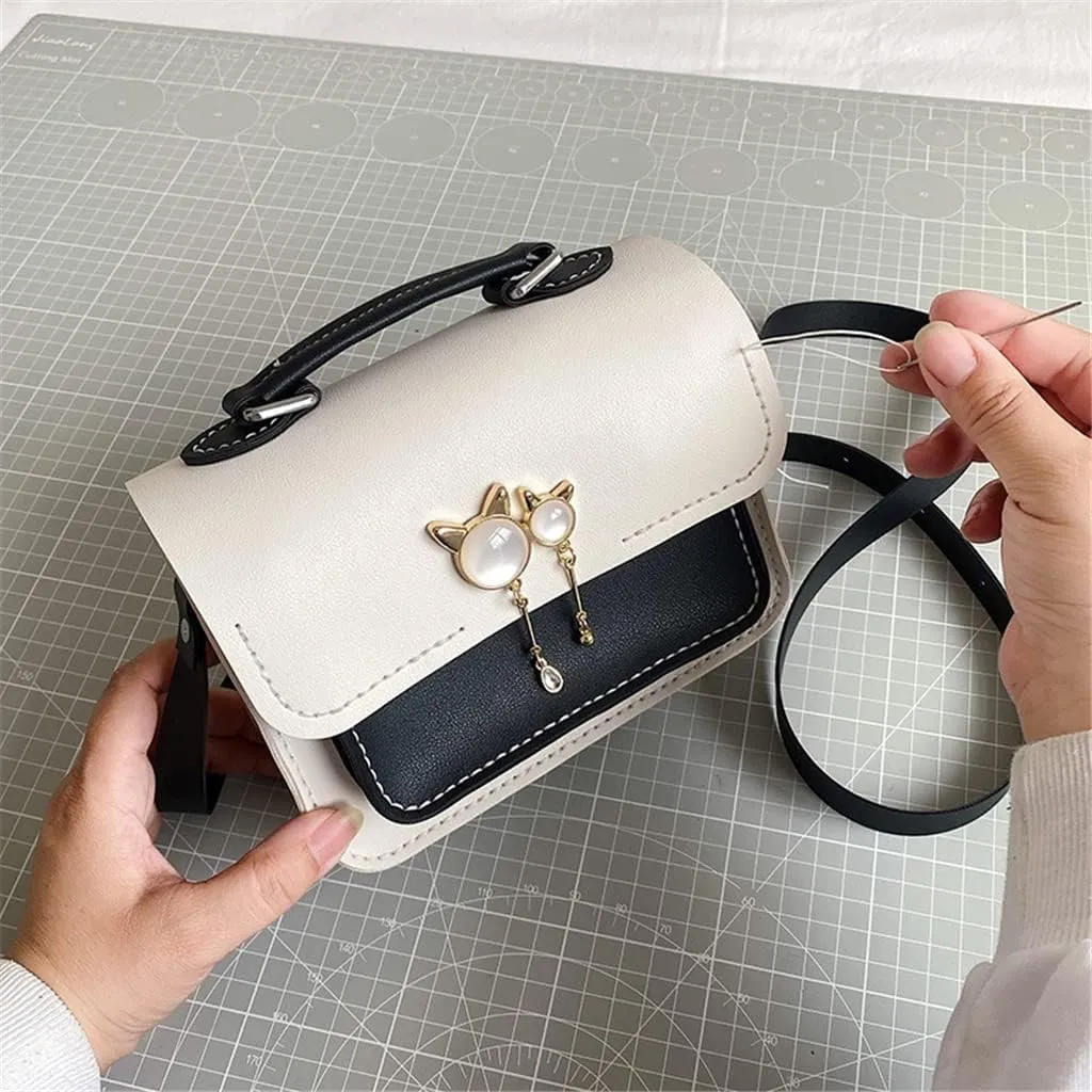 Women Messenger Bag Set Hand Stitching Sew Handle Shoulder Strap DIY Handmade Pearl Woven Bag Material