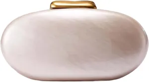 Women Noble Marble Acrylic Evening Clutch Bag Elegant Oval Handbag with Chain for Wedding Guest Bridesmaid
