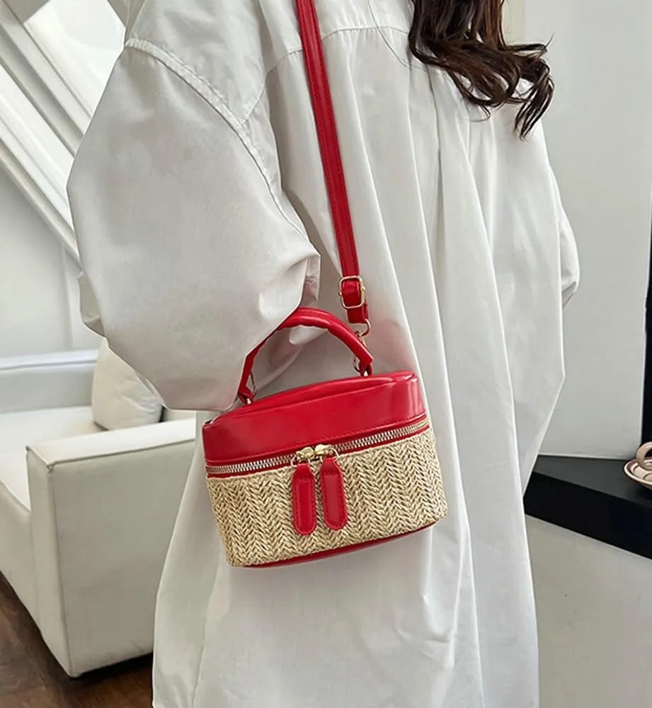 Women Small Summer Beach Tote Shoulder Bags Handwoven Straw Summer Crossbody Bag Makeup Purse Handbags