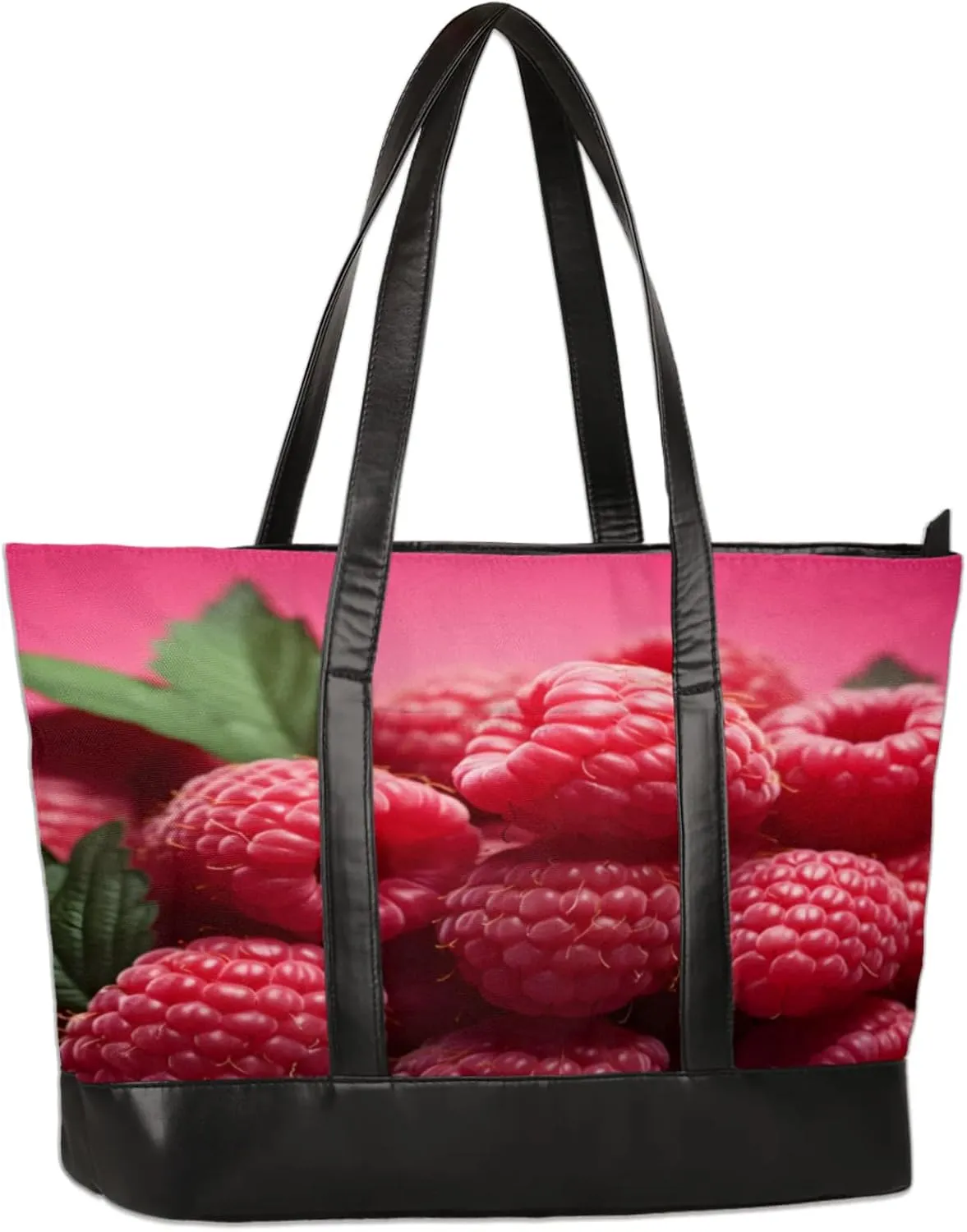 Women Tote Bag with Zipper, Shopper Handbag Travel Purse, PU Leather Laptop Tote Bags, Weekender Tote Bags