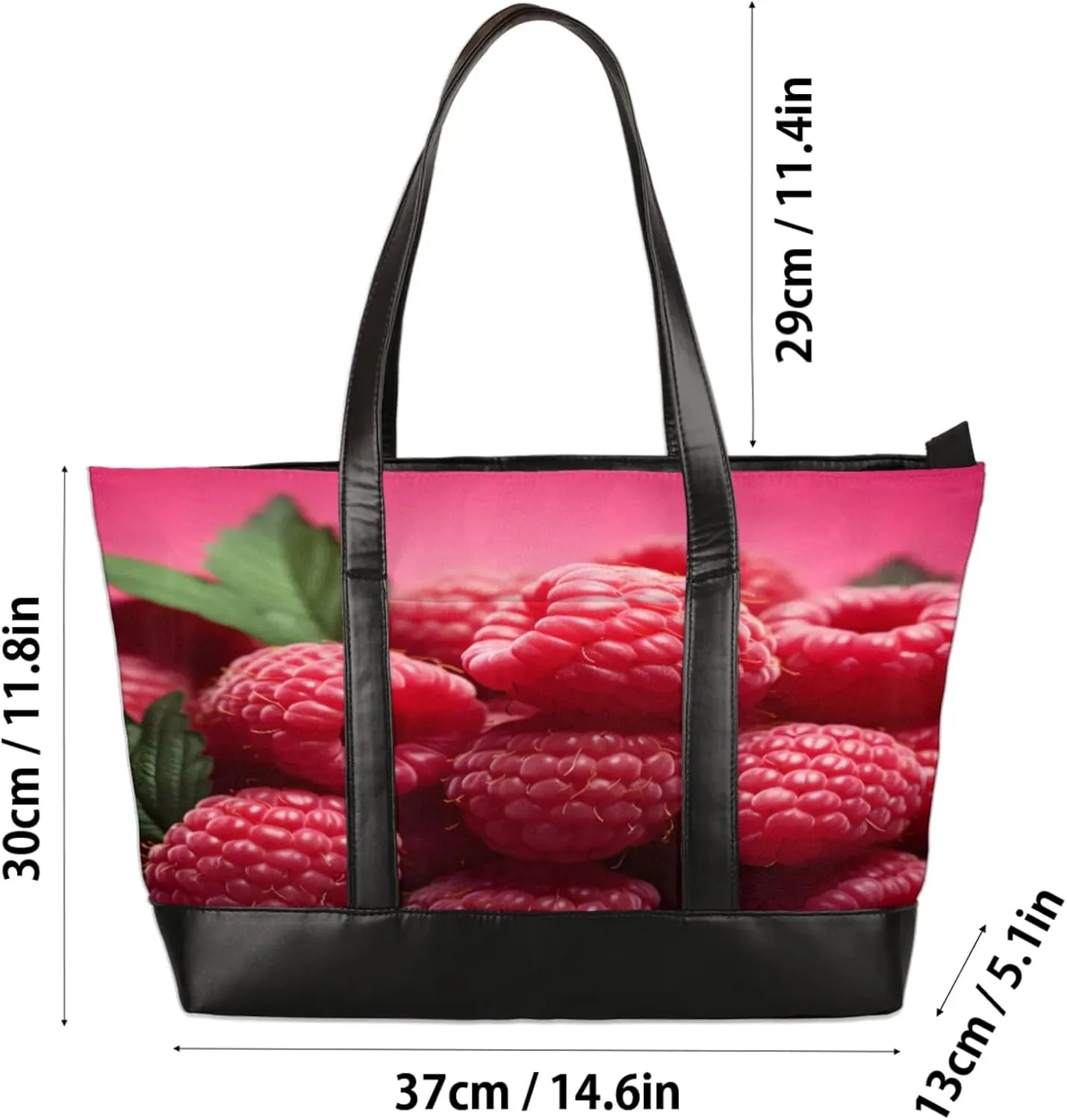 Women Tote Bag with Zipper, Shopper Handbag Travel Purse, PU Leather Laptop Tote Bags, Weekender Tote Bags