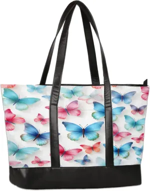 Women Tote Bag with Zipper, Shopper Handbag Travel Purse, PU Leather Laptop Tote Bags, Weekender Tote Bags
