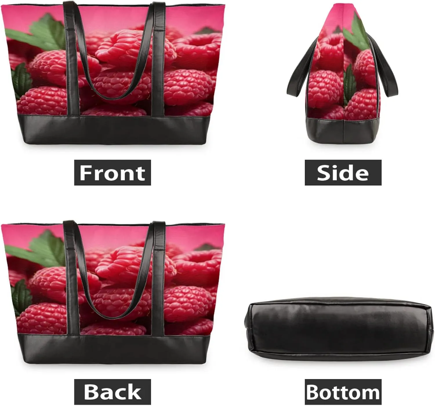Women Tote Bag with Zipper, Shopper Handbag Travel Purse, PU Leather Laptop Tote Bags, Weekender Tote Bags
