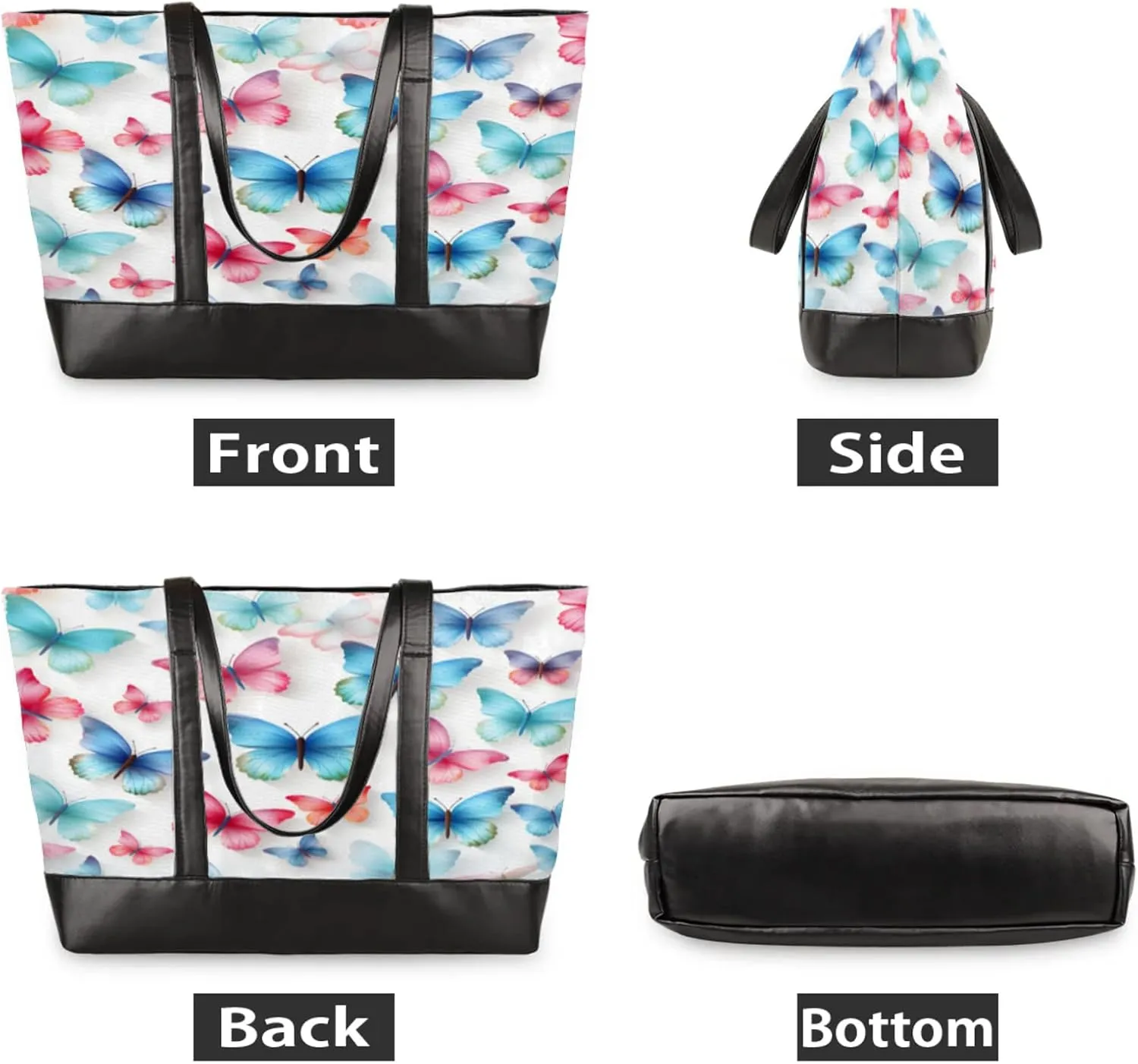 Women Tote Bag with Zipper, Shopper Handbag Travel Purse, PU Leather Laptop Tote Bags, Weekender Tote Bags