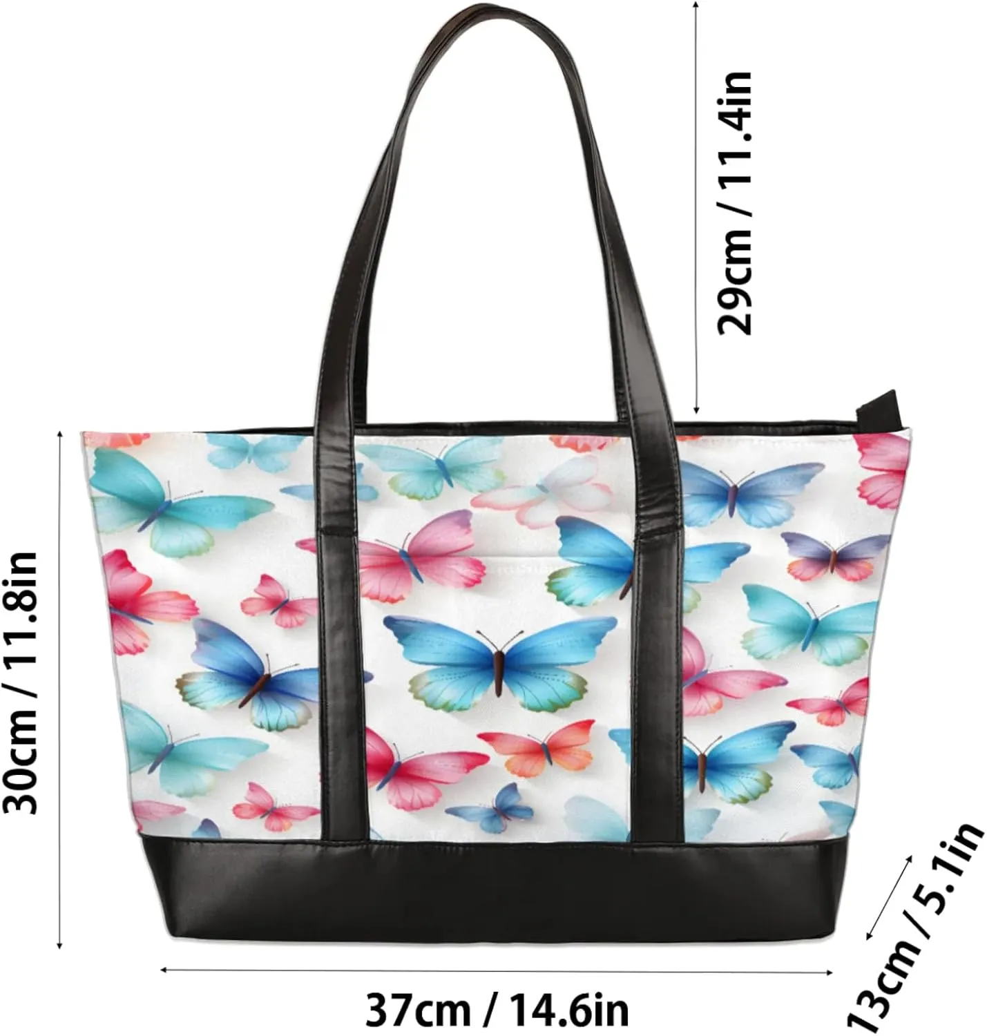 Women Tote Bag with Zipper, Shopper Handbag Travel Purse, PU Leather Laptop Tote Bags, Weekender Tote Bags