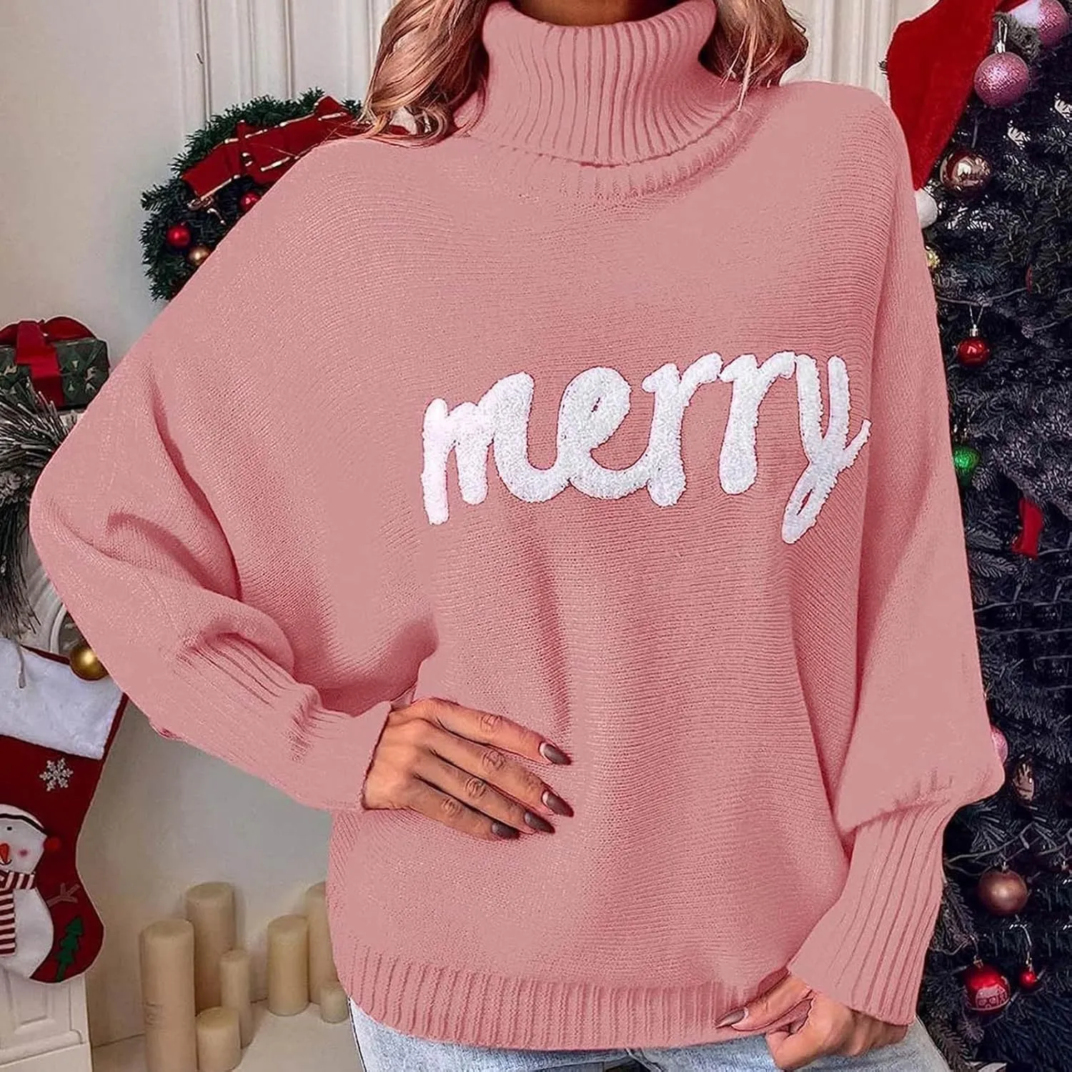 Women Ugly Christmas Sweaters 2023 Funny Cat Embroidered Pullover Casual Loose Fit Long Sleeve Crew Neck Kintwear