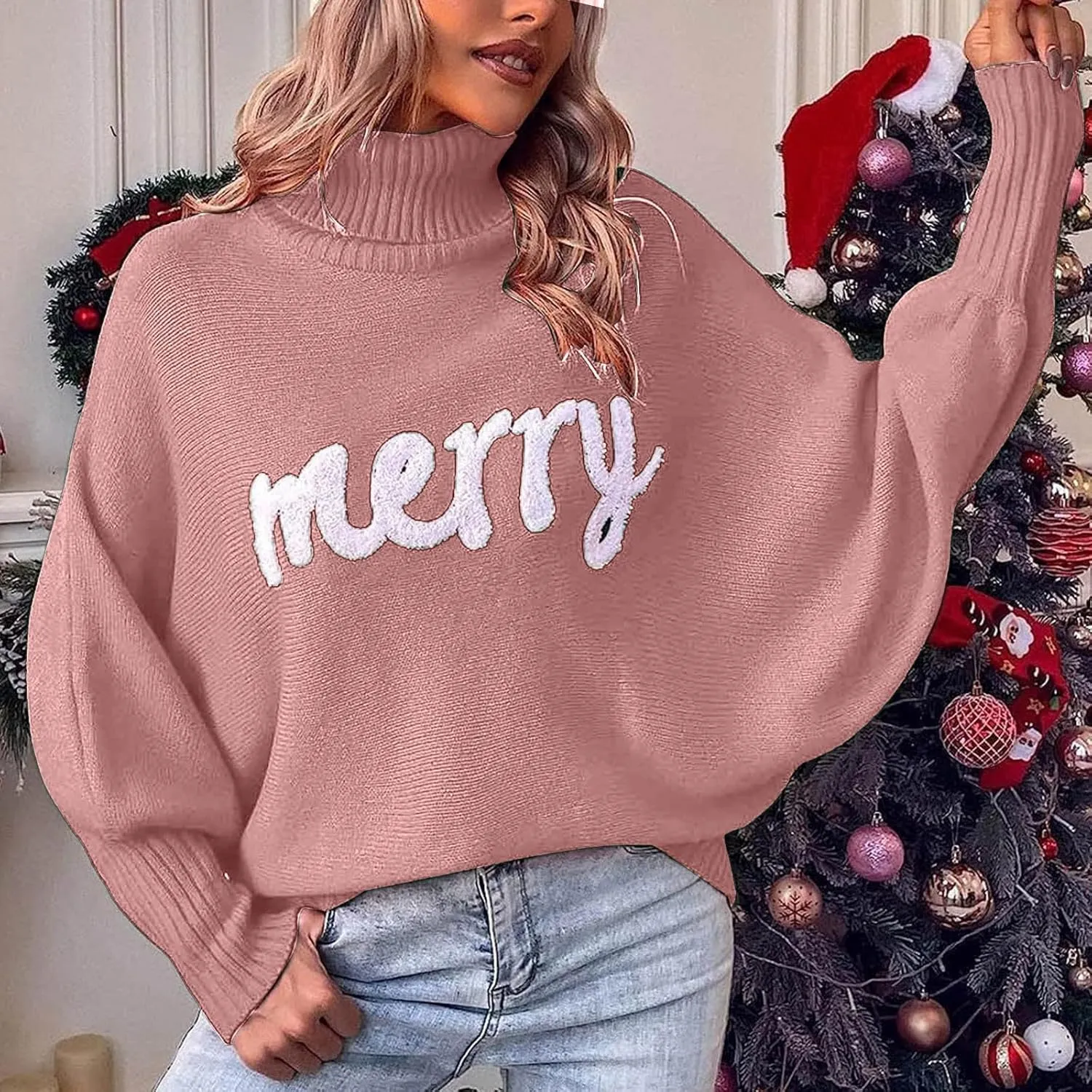 Women Ugly Christmas Sweaters 2023 Funny Cat Embroidered Pullover Casual Loose Fit Long Sleeve Crew Neck Kintwear