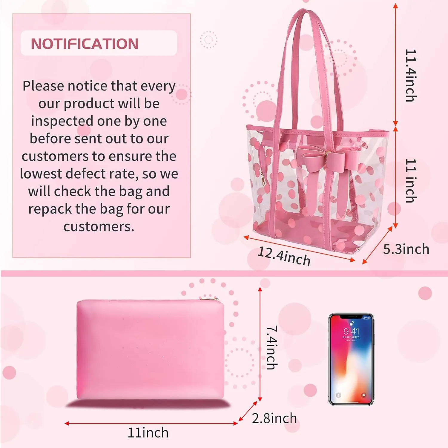 Women Waterproof PVC Clear Tote Bags Shoulder Handbag Beach Bag Shopping Work Bag