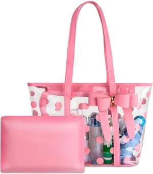 Women Waterproof PVC Clear Tote Bags Shoulder Handbag Beach Bag Shopping Work Bag