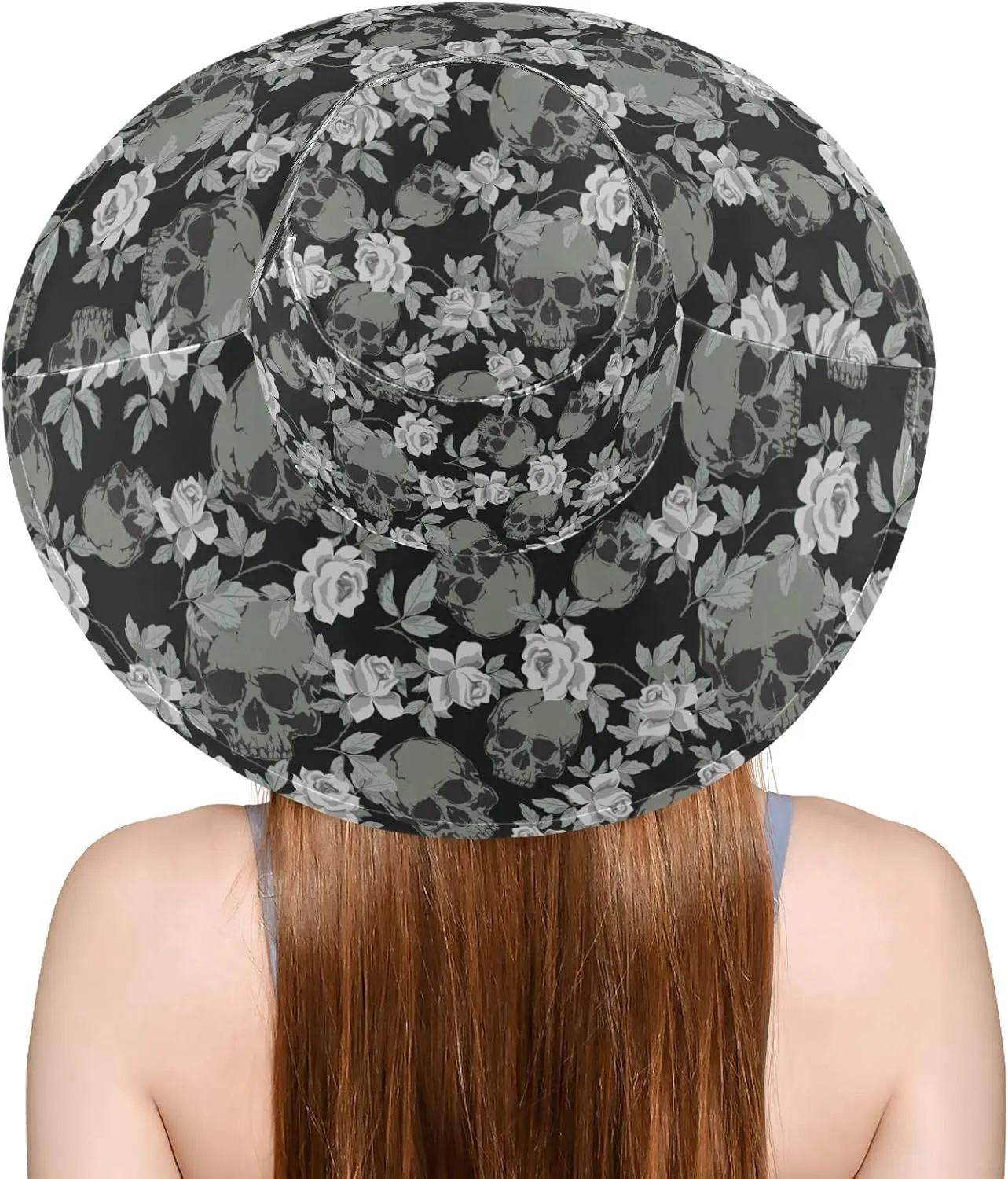 Women Wide Brim Hats Skulls Sun Hat Packable Sun Visors Floppy Summer Beach Hat for UV Protection