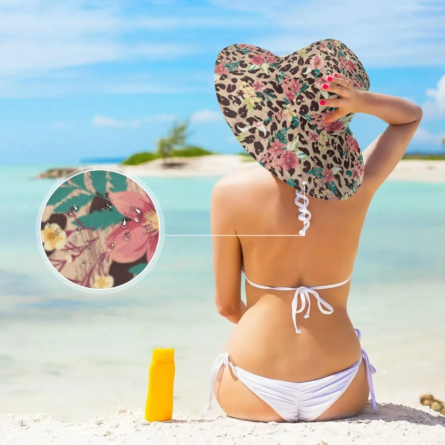 Women Wide Brim Hats Skulls Sun Hat Packable Sun Visors Floppy Summer Beach Hat for UV Protection