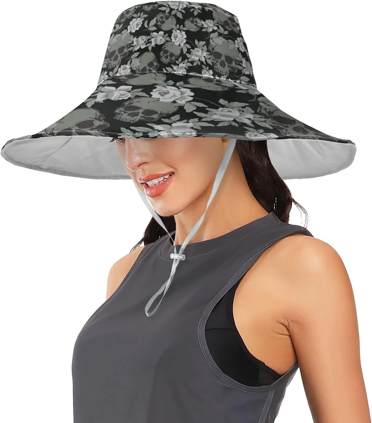 Women Wide Brim Hats Skulls Sun Hat Packable Sun Visors Floppy Summer Beach Hat for UV Protection