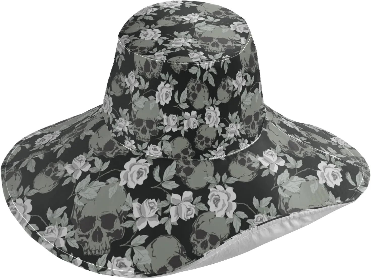 Women Wide Brim Hats Skulls Sun Hat Packable Sun Visors Floppy Summer Beach Hat for UV Protection