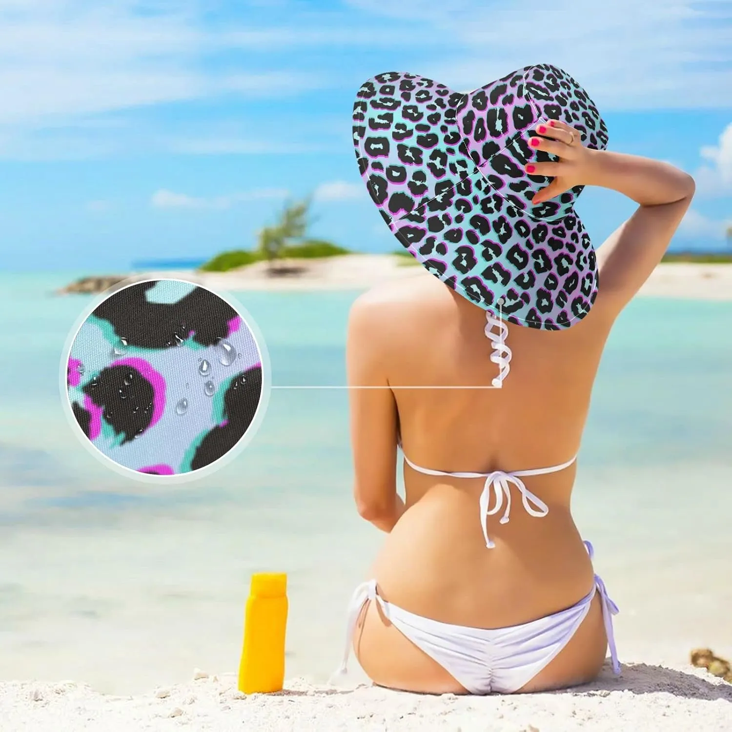 Women Wide Brim Hats Skulls Sun Hat Packable Sun Visors Floppy Summer Beach Hat for UV Protection