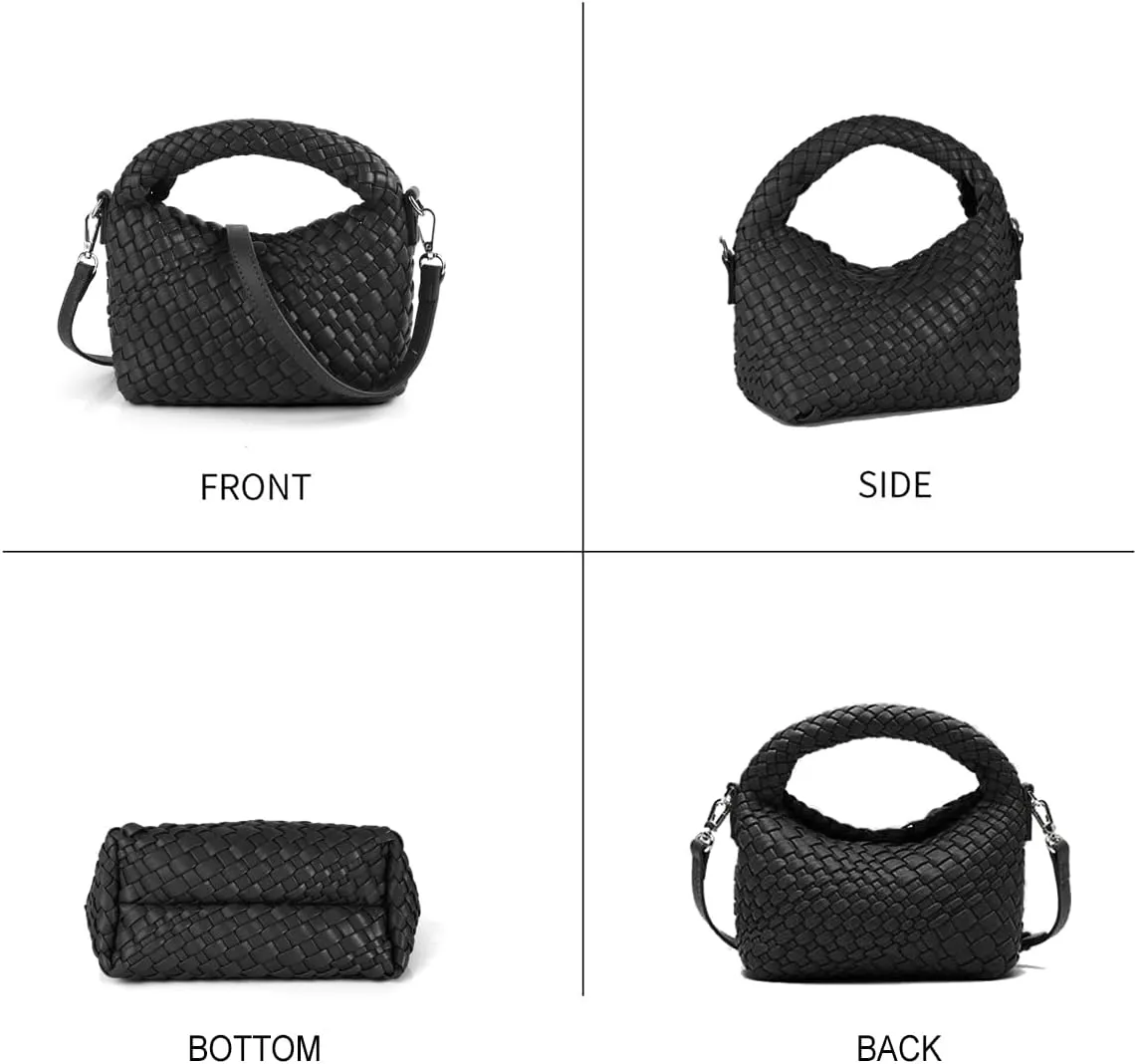 Women Woven Handbags with Detachable Strap Tote Small Crossbody Bag Hand Shoulder Bag Purses Cassual Top Handle Bags
