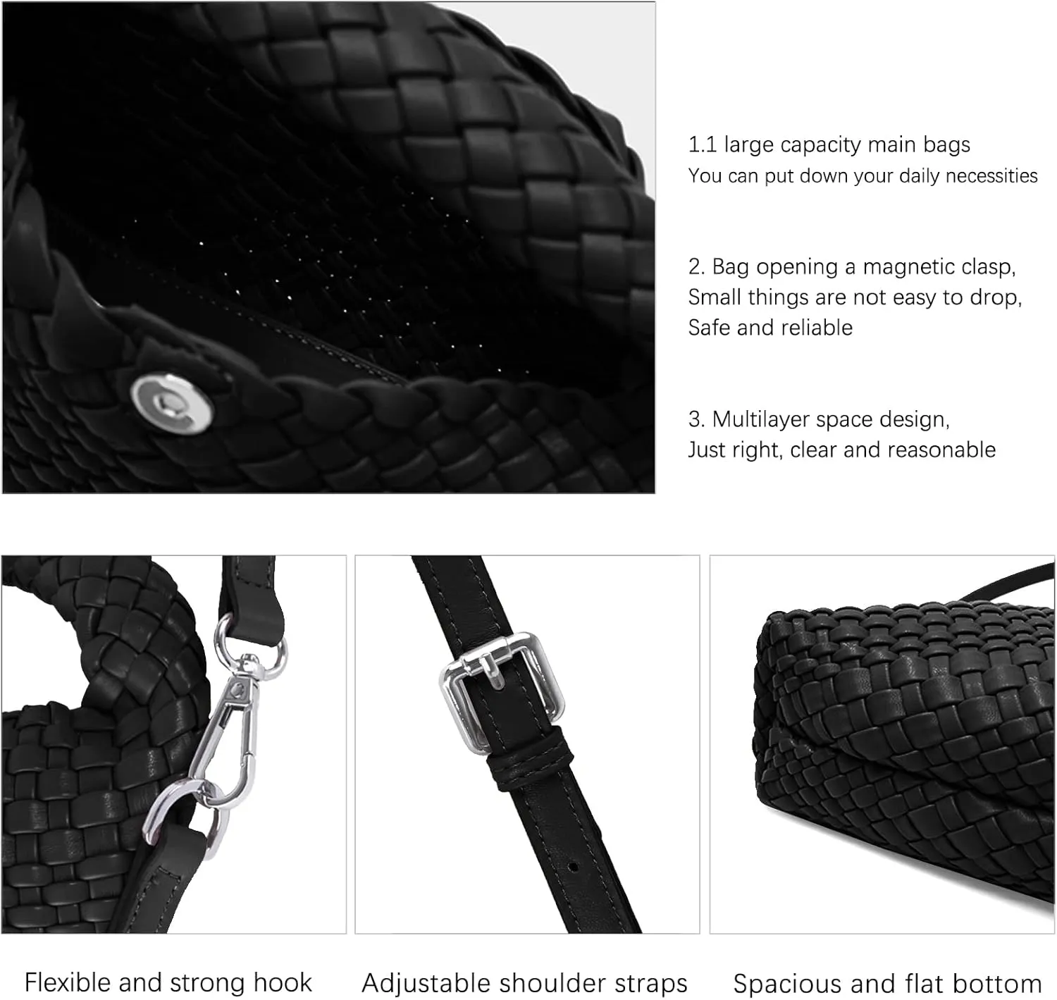 Women Woven Handbags with Detachable Strap Tote Small Crossbody Bag Hand Shoulder Bag Purses Cassual Top Handle Bags