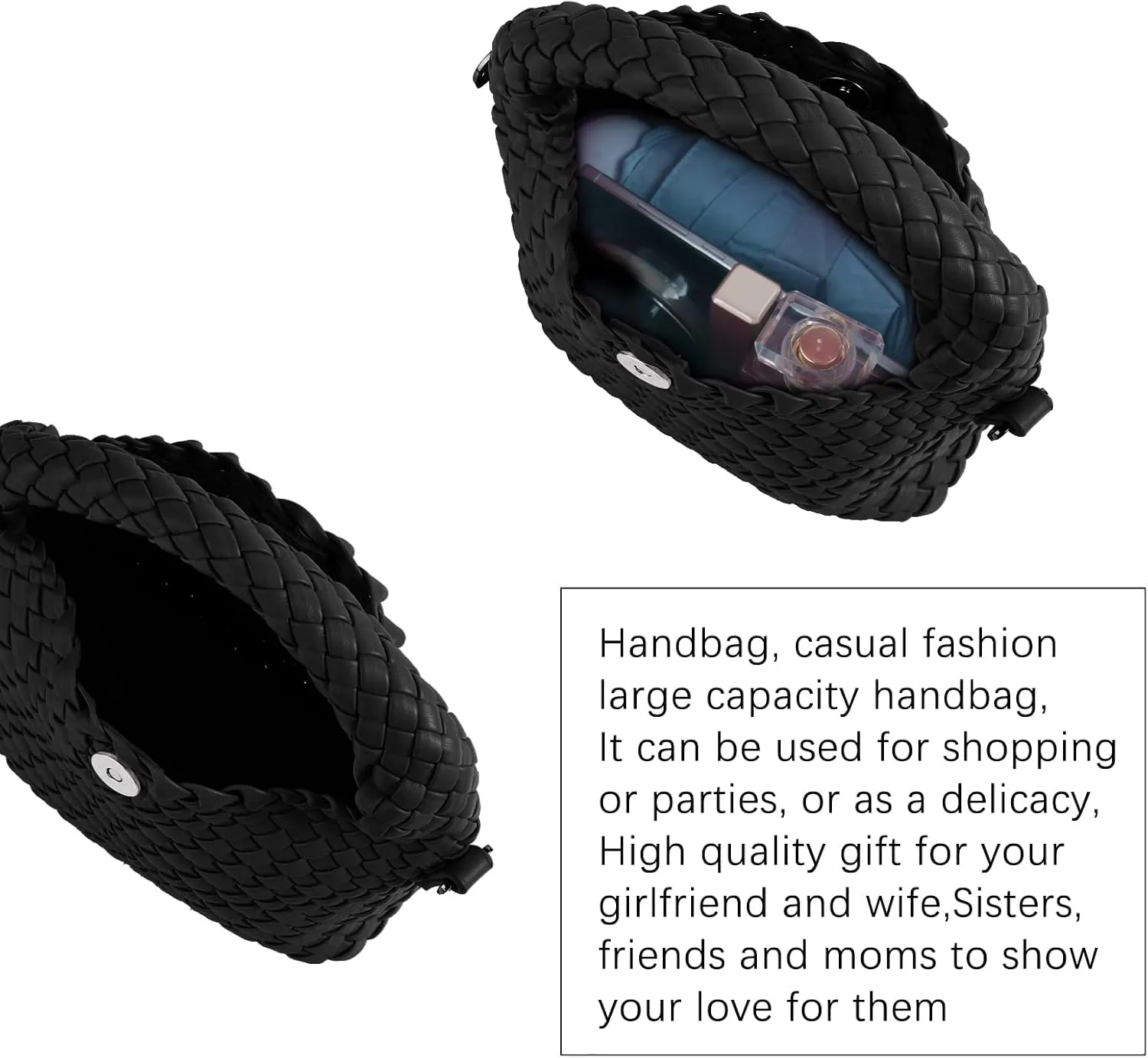 Women Woven Handbags with Detachable Strap Tote Small Crossbody Bag Hand Shoulder Bag Purses Cassual Top Handle Bags