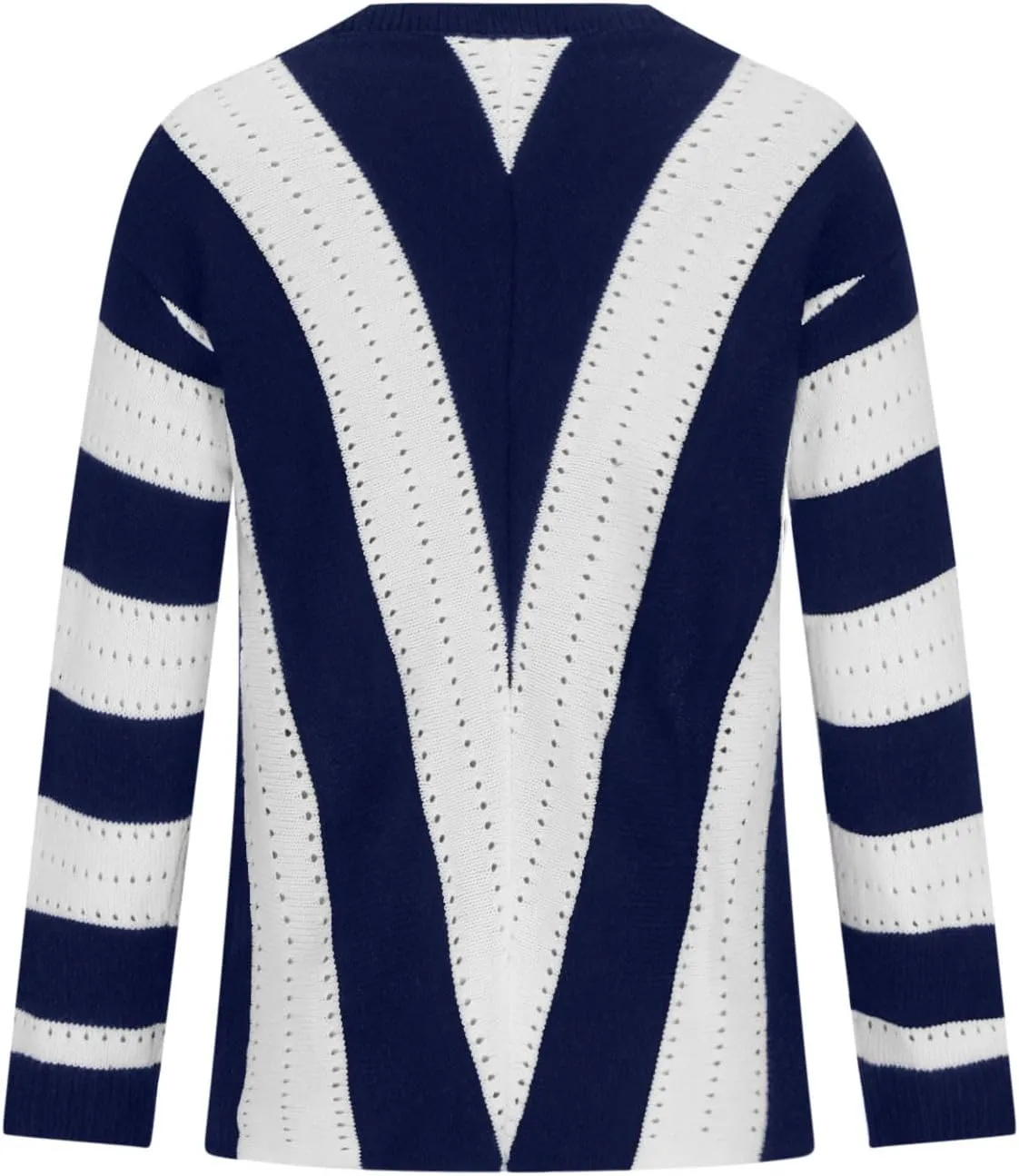 Women's 2023 Trendy Sweaters Color Blocking V-Neck Long Sleeve Loose Knit Pullover Sweater Tops Knitwear Pullovers