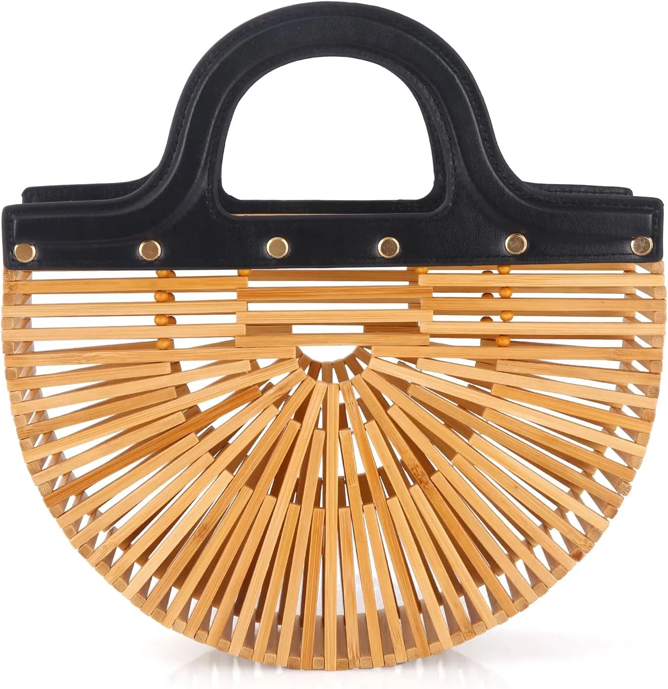 Women's Bamboo Purse by Handmade, Natural Straw Purse for Beach, Bamboo Bag