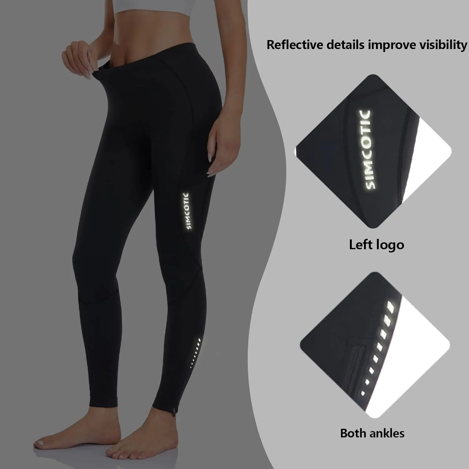 Women's Bike Pants 4D Padded Winter Cycling Pants Thermal Fleece Lined Long Bicycle Tights Compression Leggings with Pockets
