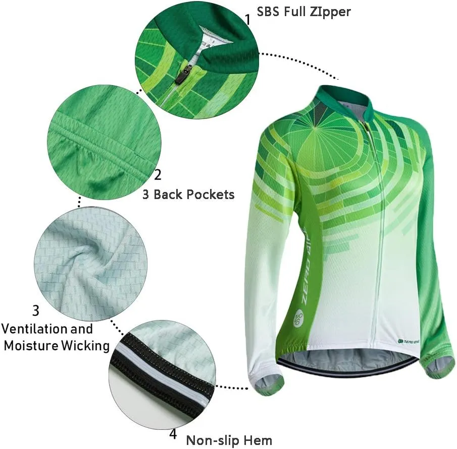 Women's Breathable Long Sleeve Cycling Suit 3D Gel Padded Bicycle Cloting Pants Set UV Protective