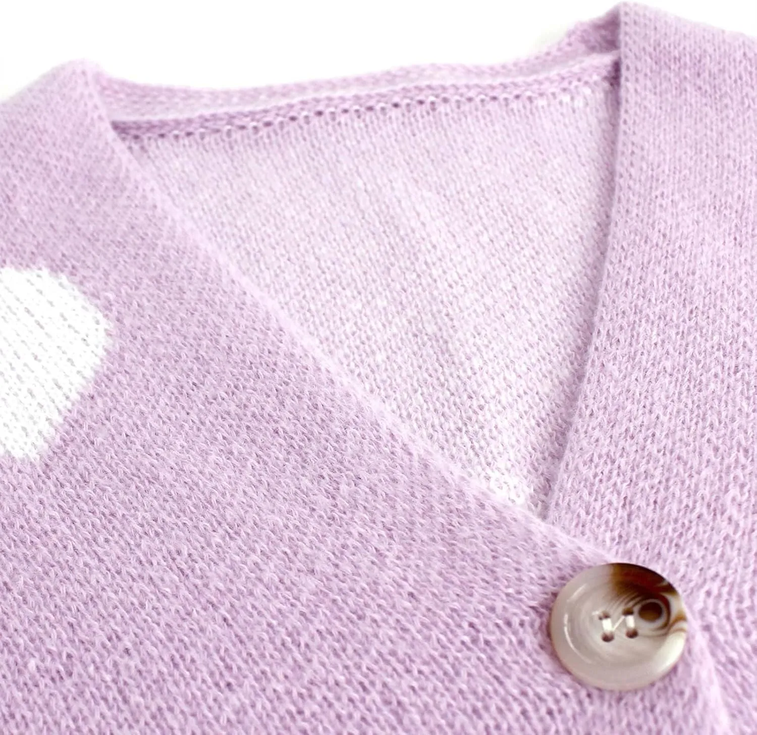 Womens Button Down Cardigan Sweater Trendy Valentines Heart Print Ribbed Knit Jumpers Solid Color V Neck Casual Coats