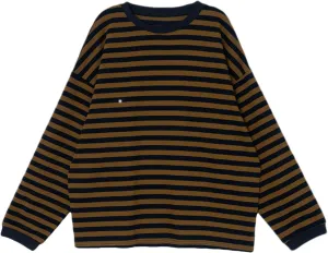 Womens Crew Neck Sweatshirts Color Block Striped Waffle Knit Long Sleeve Shirts Pullover Trendy Tops Fall Clothes