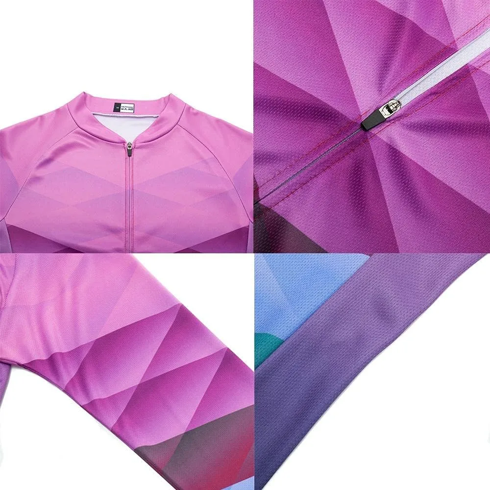 Women's Cycling Jersey Set Bike Shirt Long Sleeve Cycling Clothing Bicycle Bib Pants with Gel Padded