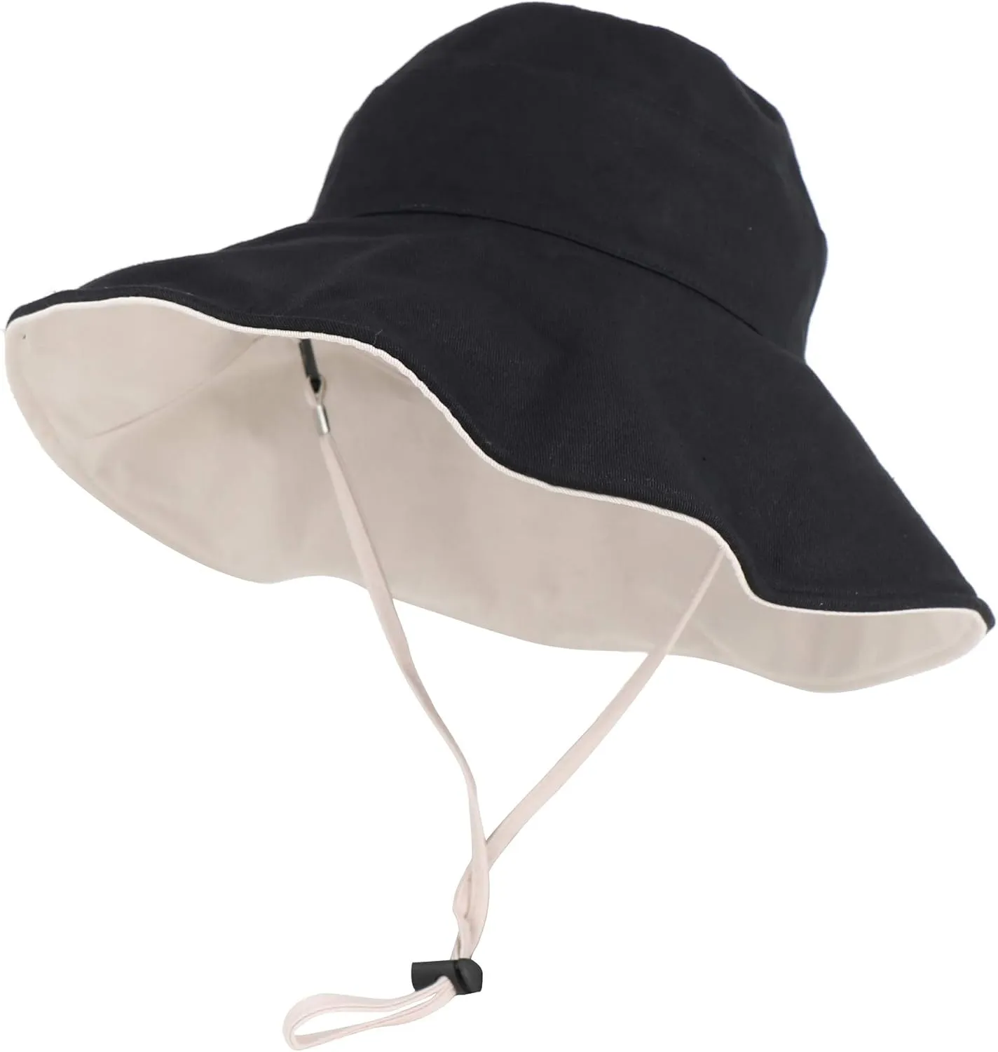 Womens Foldable Shapeable Brim Sun Hat UPF 50  Cotton Wide Brim Beach Adjustable Chin Strap Hat Sun Protection Cap