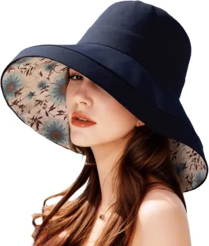 Womens Hat Wide Brim Summer Beach Sun Hat for Women UPF50 