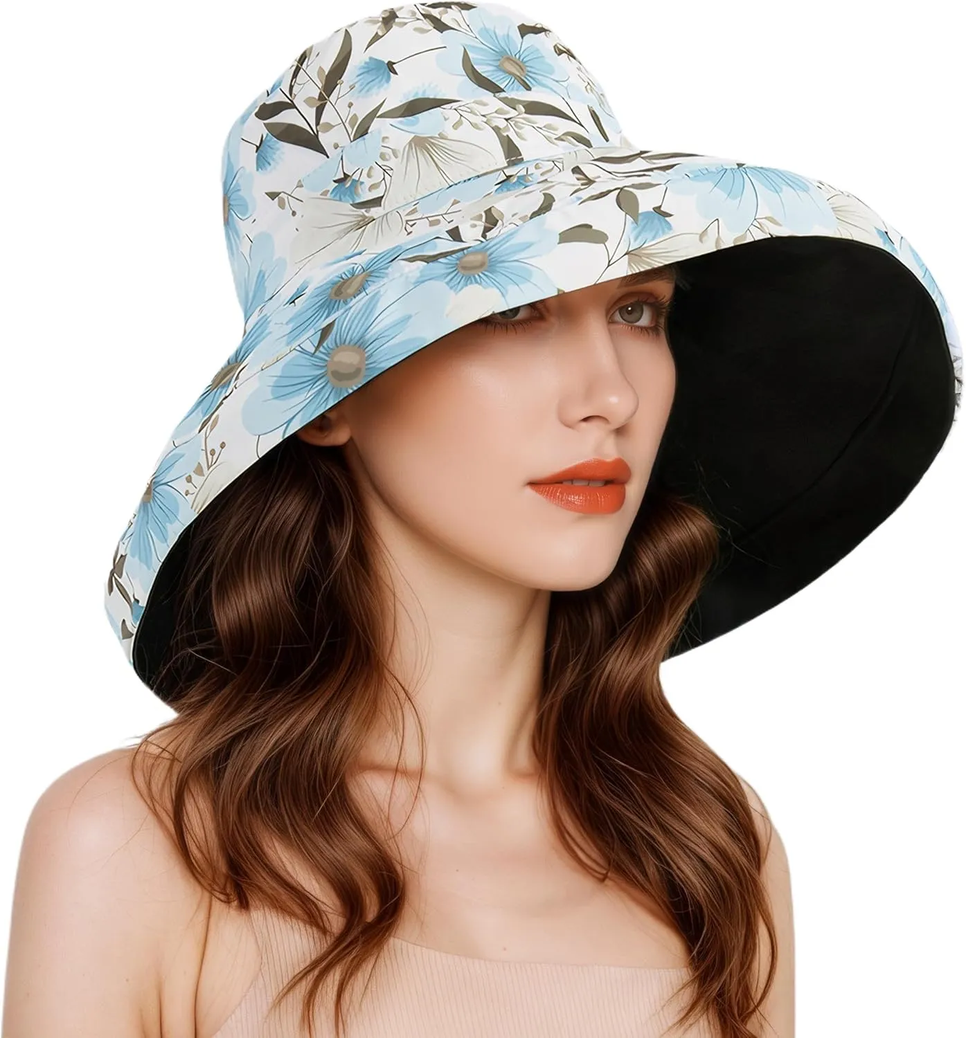 Womens Hat Wide Brim Summer Beach Sun Hat for Women UPF50 