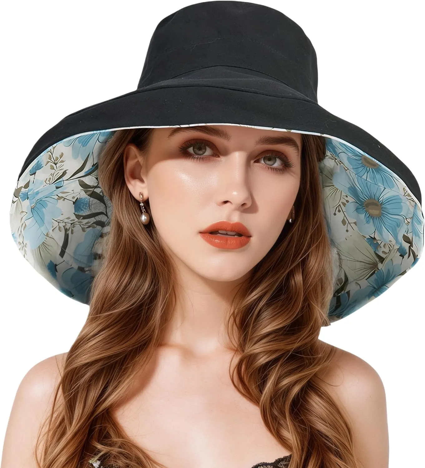 Womens Hat Wide Brim Summer Beach Sun Hat for Women UPF50 