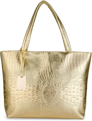 Womens Large Tote Shoulder Handbag Purse Travel Satchel Stylish Fuax Leather Crocodile Hobo Top Handle Bag