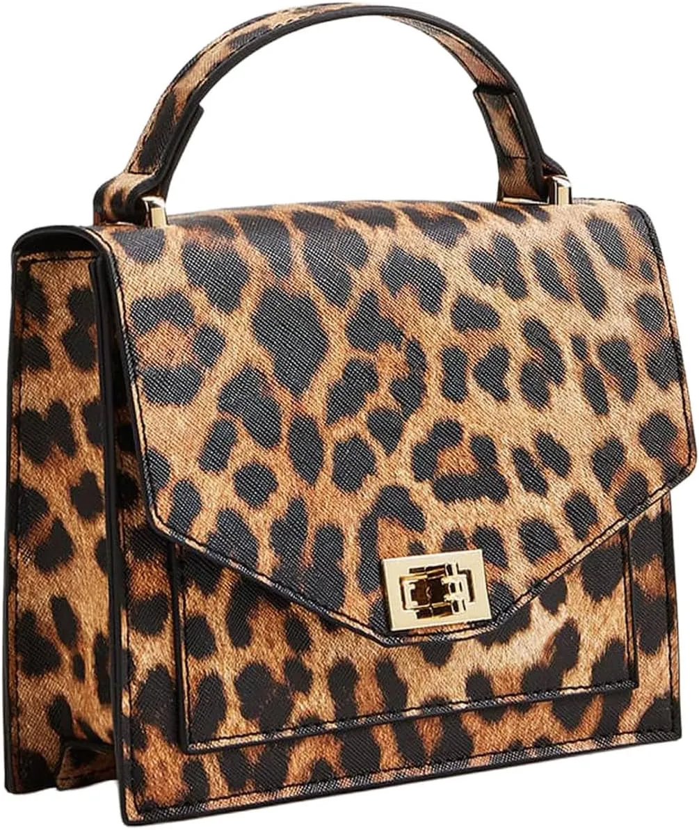 Women's Leopard Print Handbag Cheetah Trendy Top Handle Mini Bag Clutch Purses