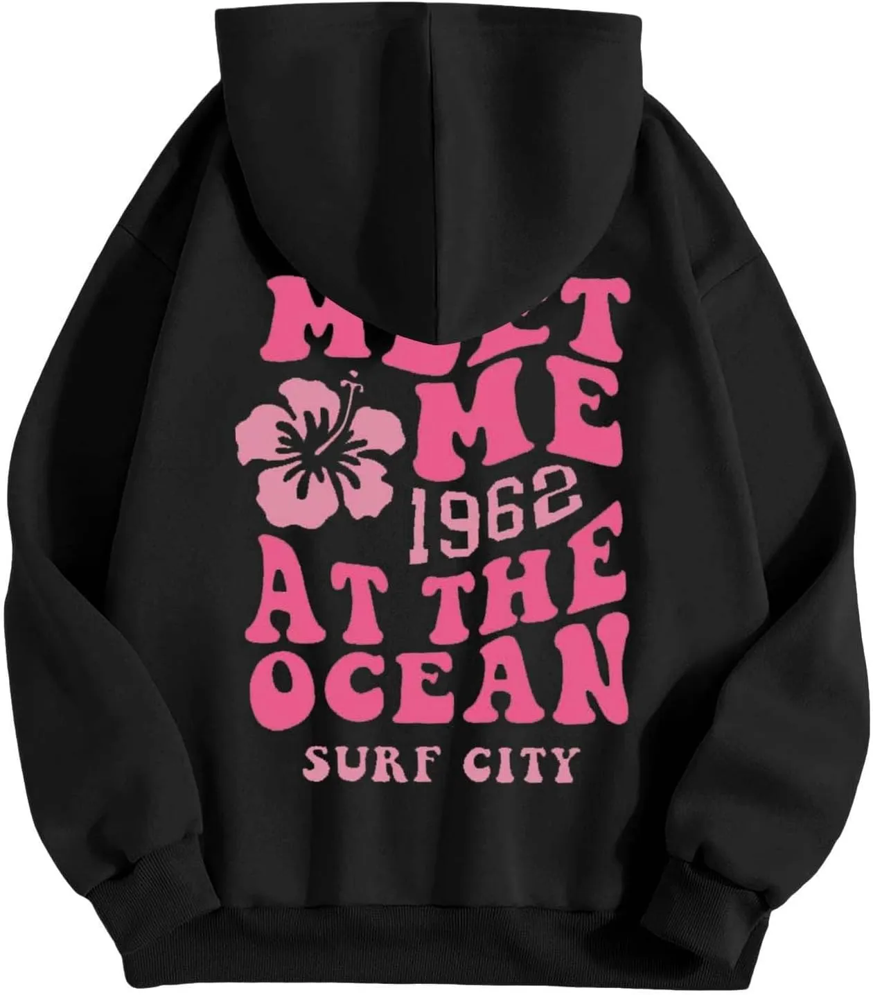 Womens Letter Floral Print Hoodie 2024 Oversized Baggy Trendy Thermal Sweatshirts Cozy Hip Hop Y2K Casual Streetwear