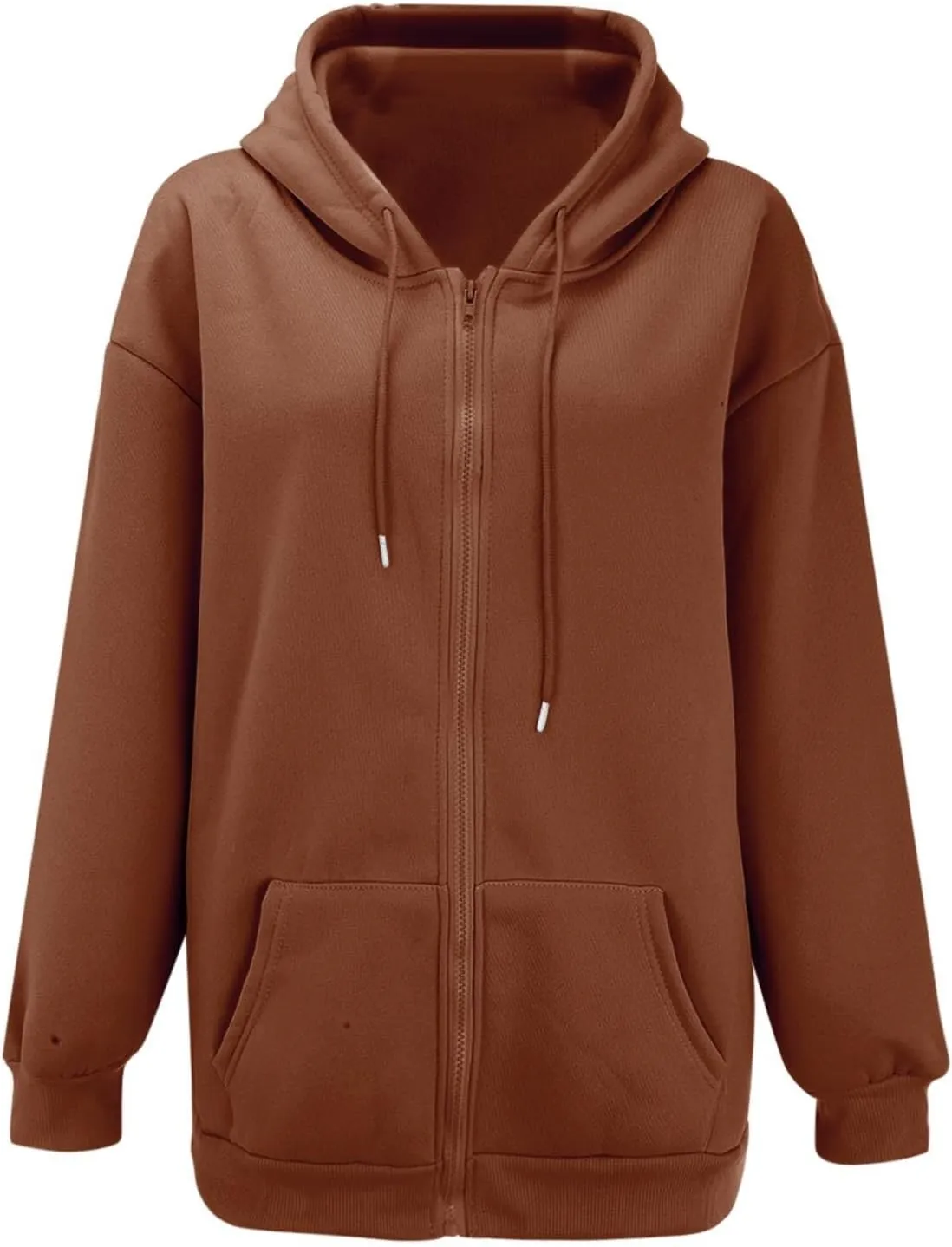 Womens Lightweight Full Zip Up Hoodie Trendy Vacation Outdoor Y2K Streetwear Baggy Cozy Long Sleeve Solid Casual Coat