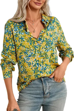 Womens Long Sleeve Button Down Shirts Dressy Casual Tops Work Blouses