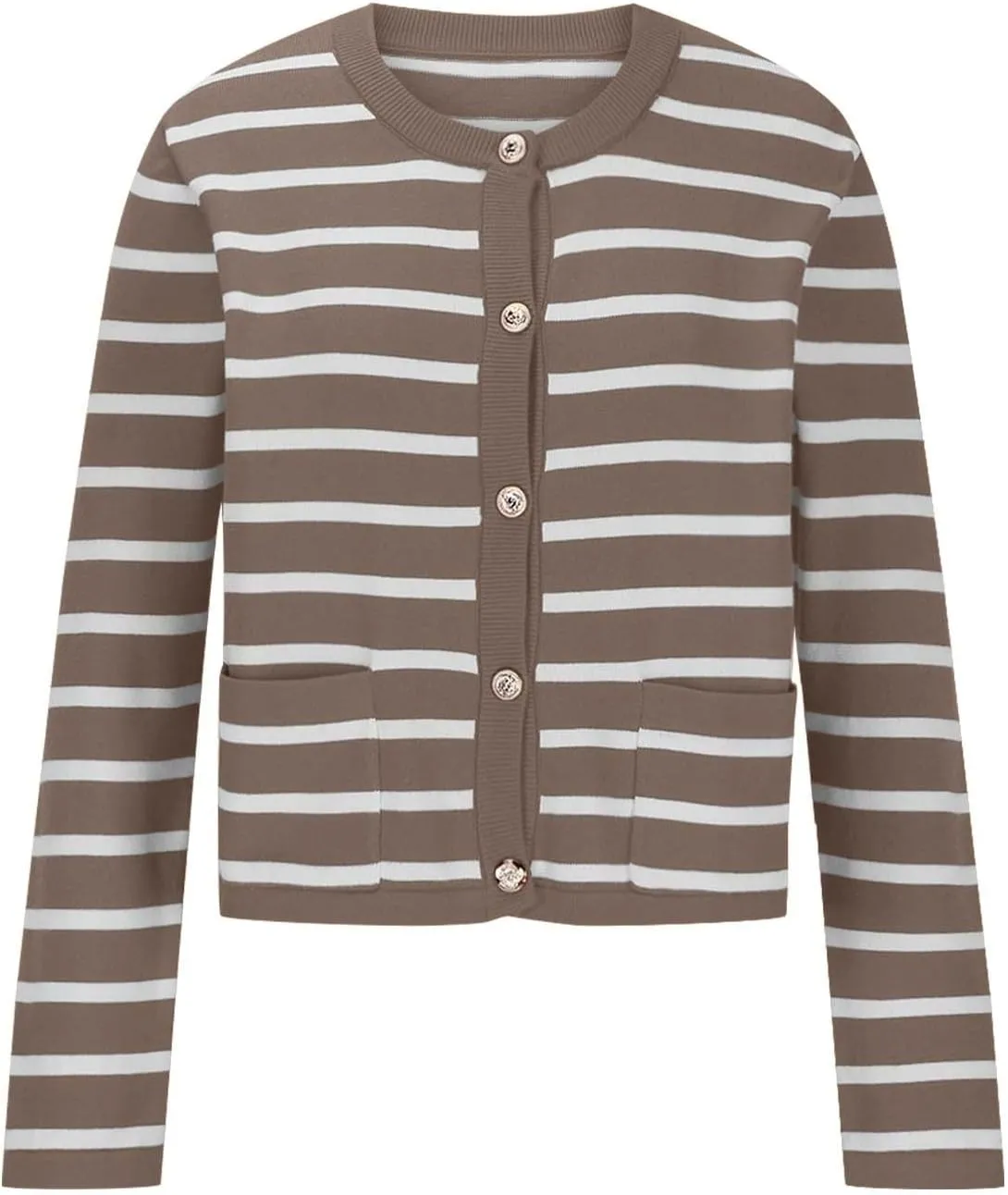 Women's Long Sleeve Cardigan Button up Collared Striped Graphic Sweater Coat Fashion Casual Cardigans