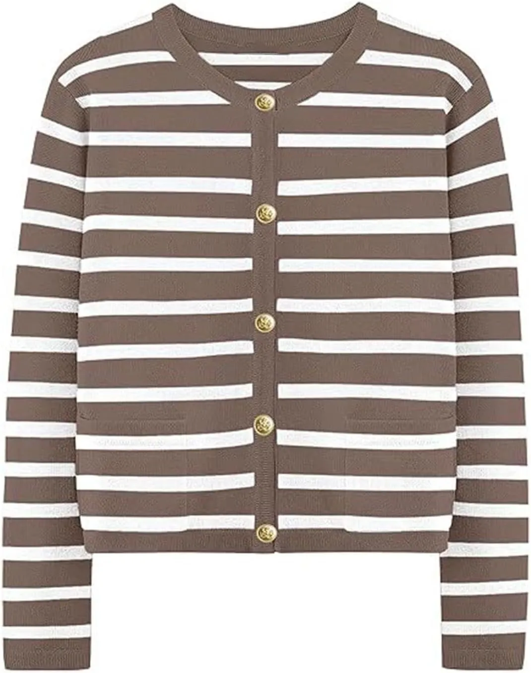 Women's Long Sleeve Cardigan Button up Collared Striped Graphic Sweater Coat Fashion Casual Cardigans