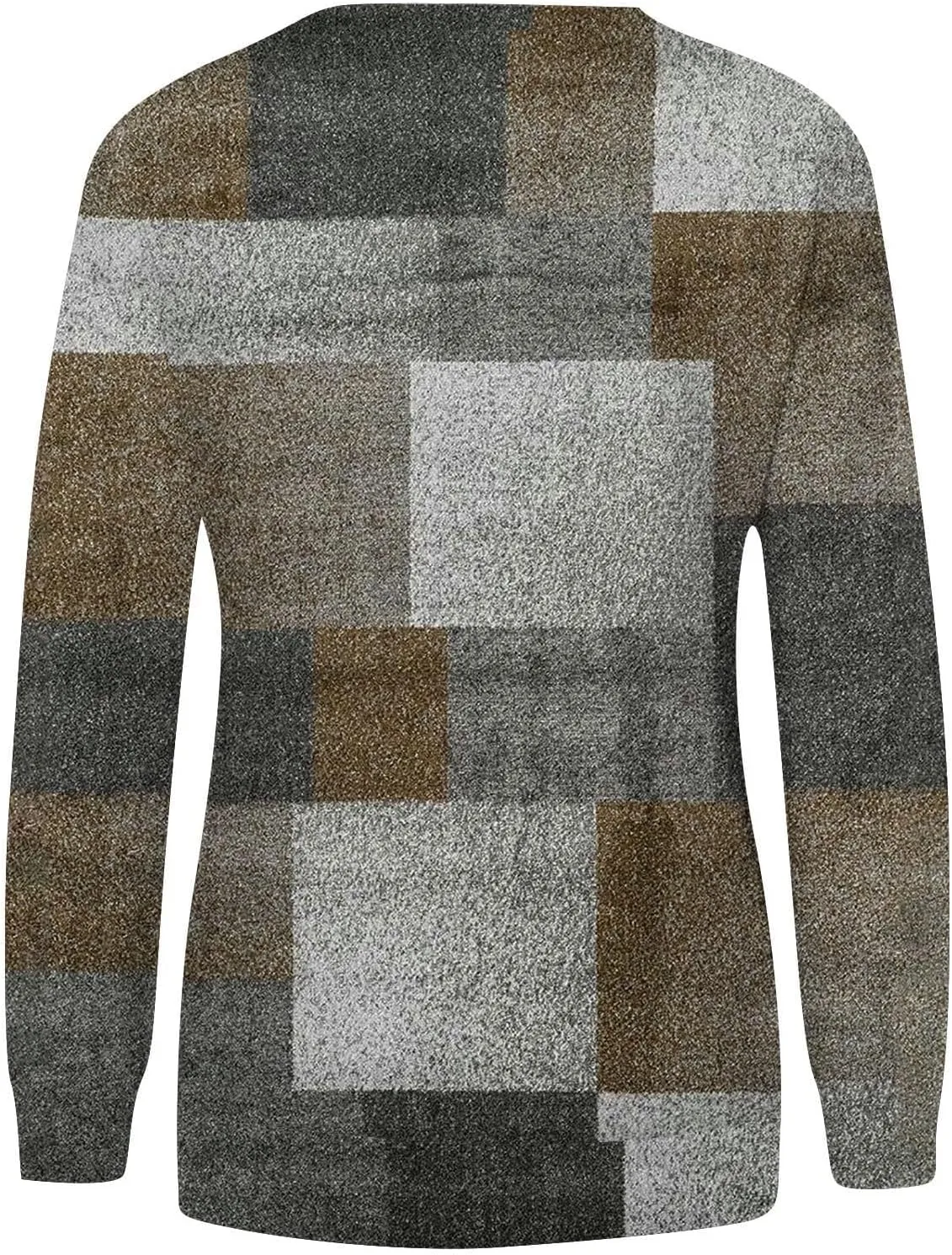 Womens Long Sleeve Crewneck Sweatshirt Trendy Color Block Plaid Tunic Pullover Tops Casaul Lightweight Cotton Clothes